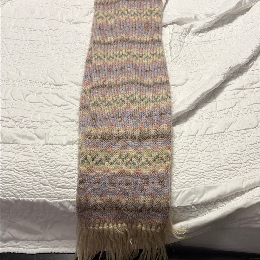 Multicolor Knit Scarf with Fringe